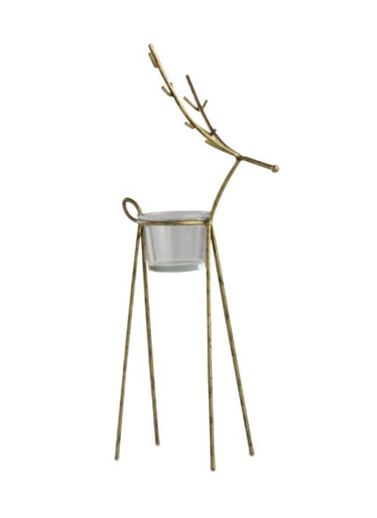 Reindeer Tealight Holder - Antique Gold