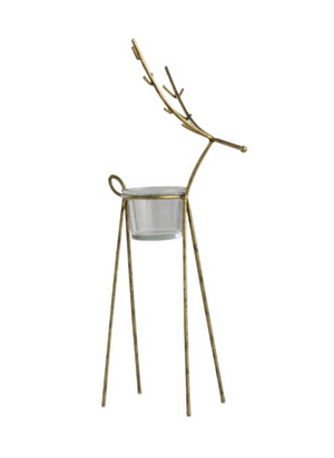 Reindeer Tealight Holder - Antique Gold