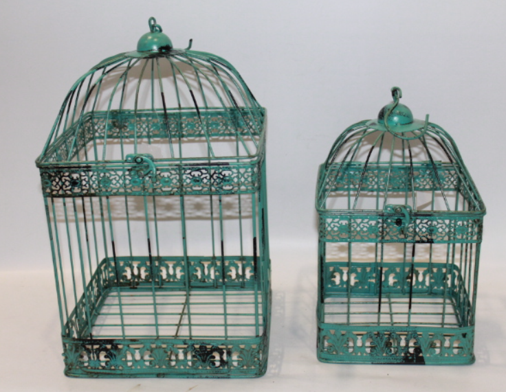 Blue Antique Bird Cage