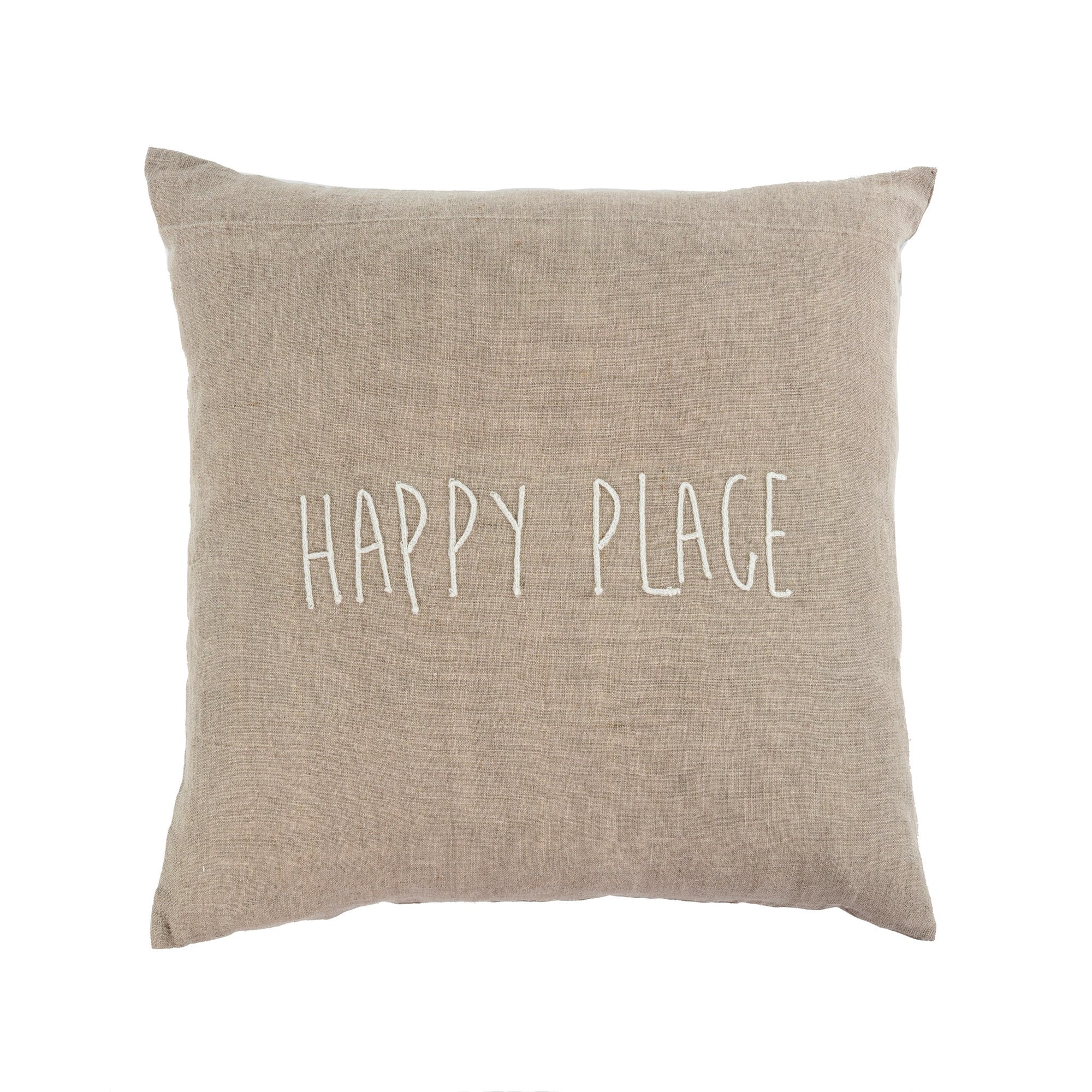 Happy Place Linen Pillow (20" x 20")