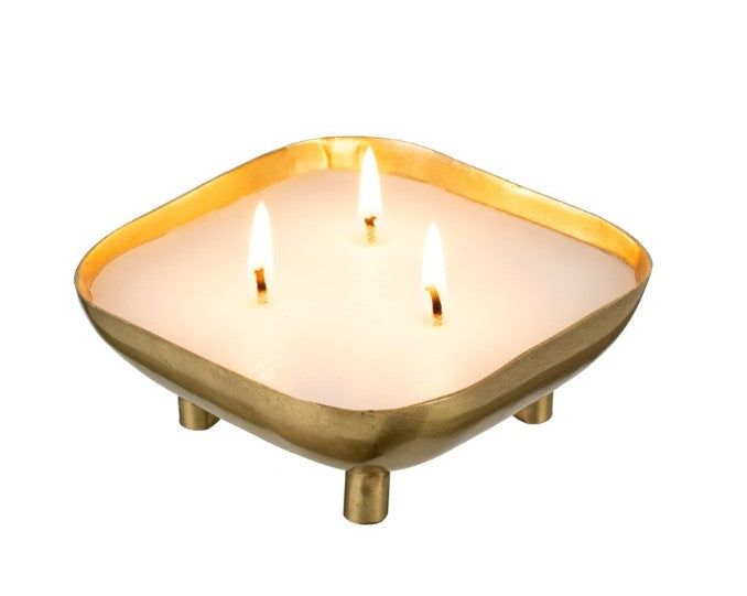 Footed Tray Candle (S) - Amber Spruce