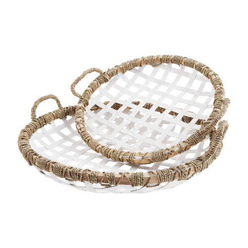 White Woven Wood Trays (two Sizes)