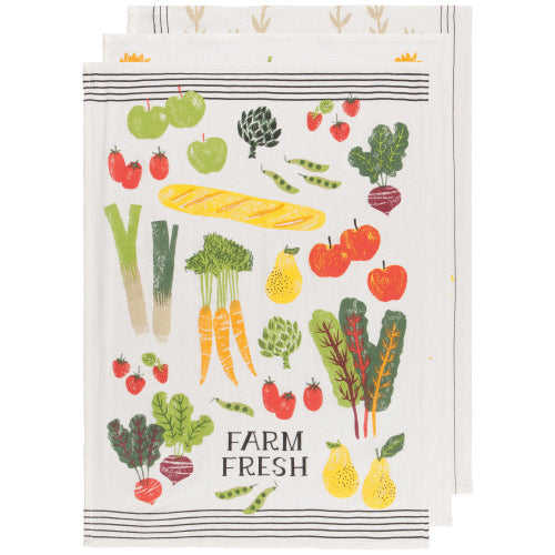Set of 3 Baker's Floursack Tea Towels (Farm Market)