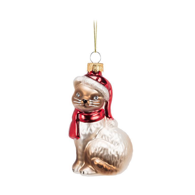 Glass Sitting Cat Ornament