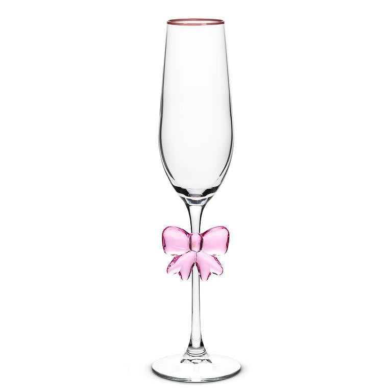 Pink Bow Champagne Flute