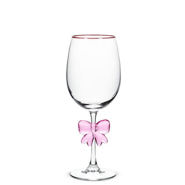 Pink Bow Wine Glass