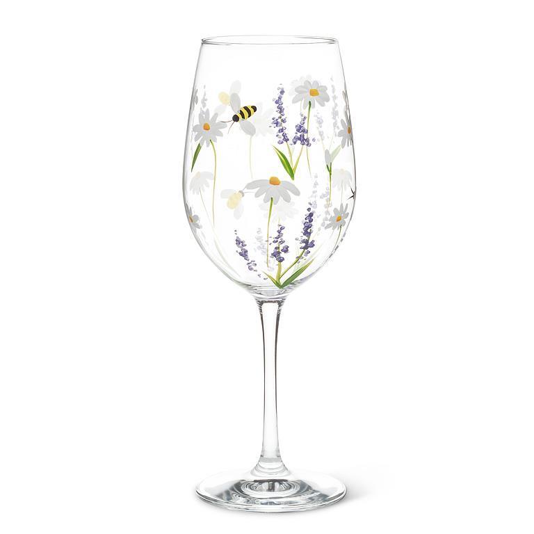 Lavender & Bees Wine Glass