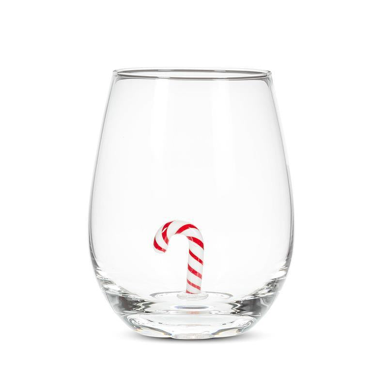 Candy Cane Stemless Wine Glass