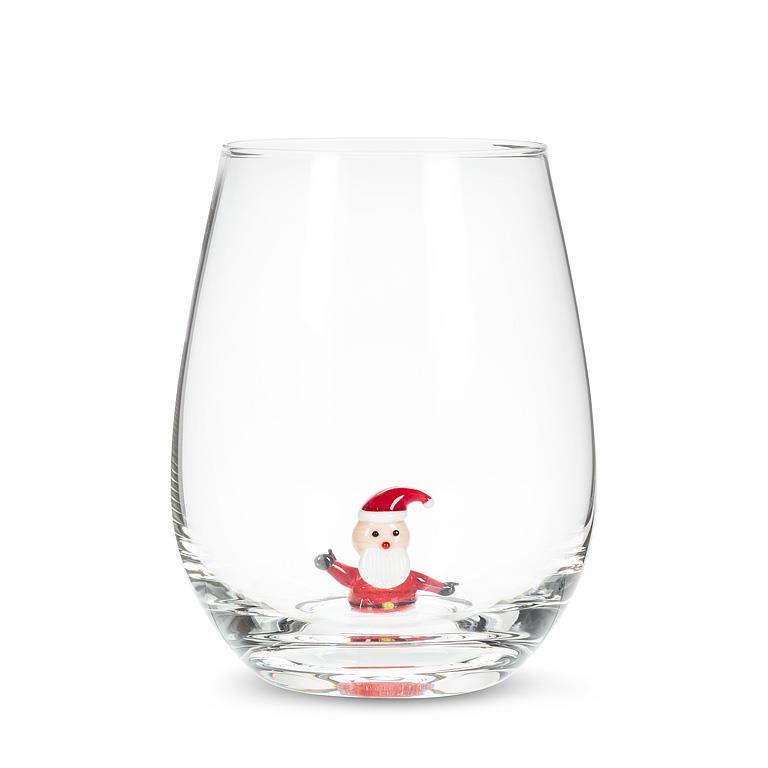 Santa Stemless Wine Glass