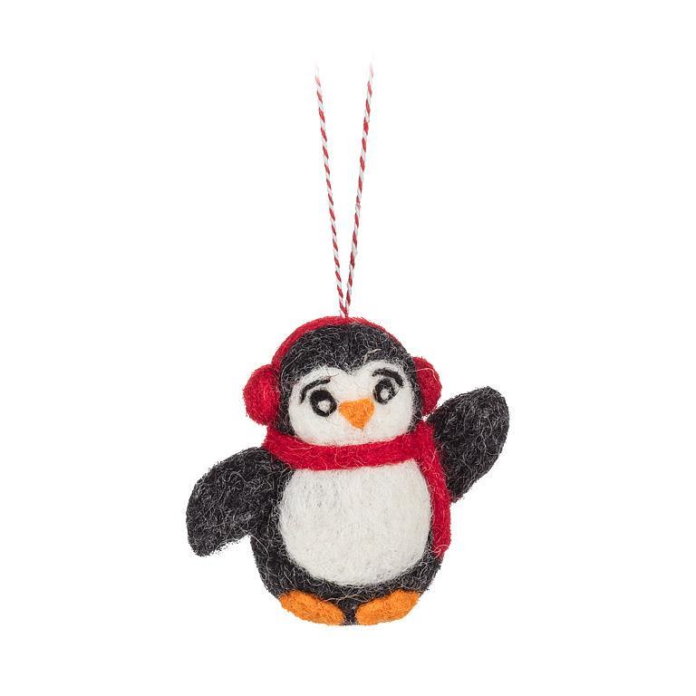 Penguin With Ear Muffs Felt Ornament