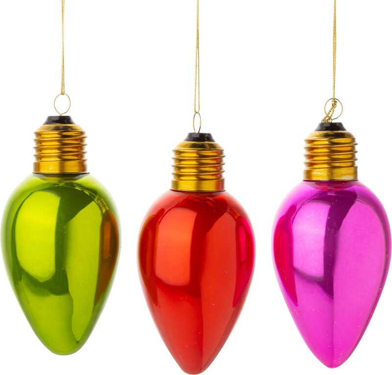 Glass Holiday Light Bulb Ornament
