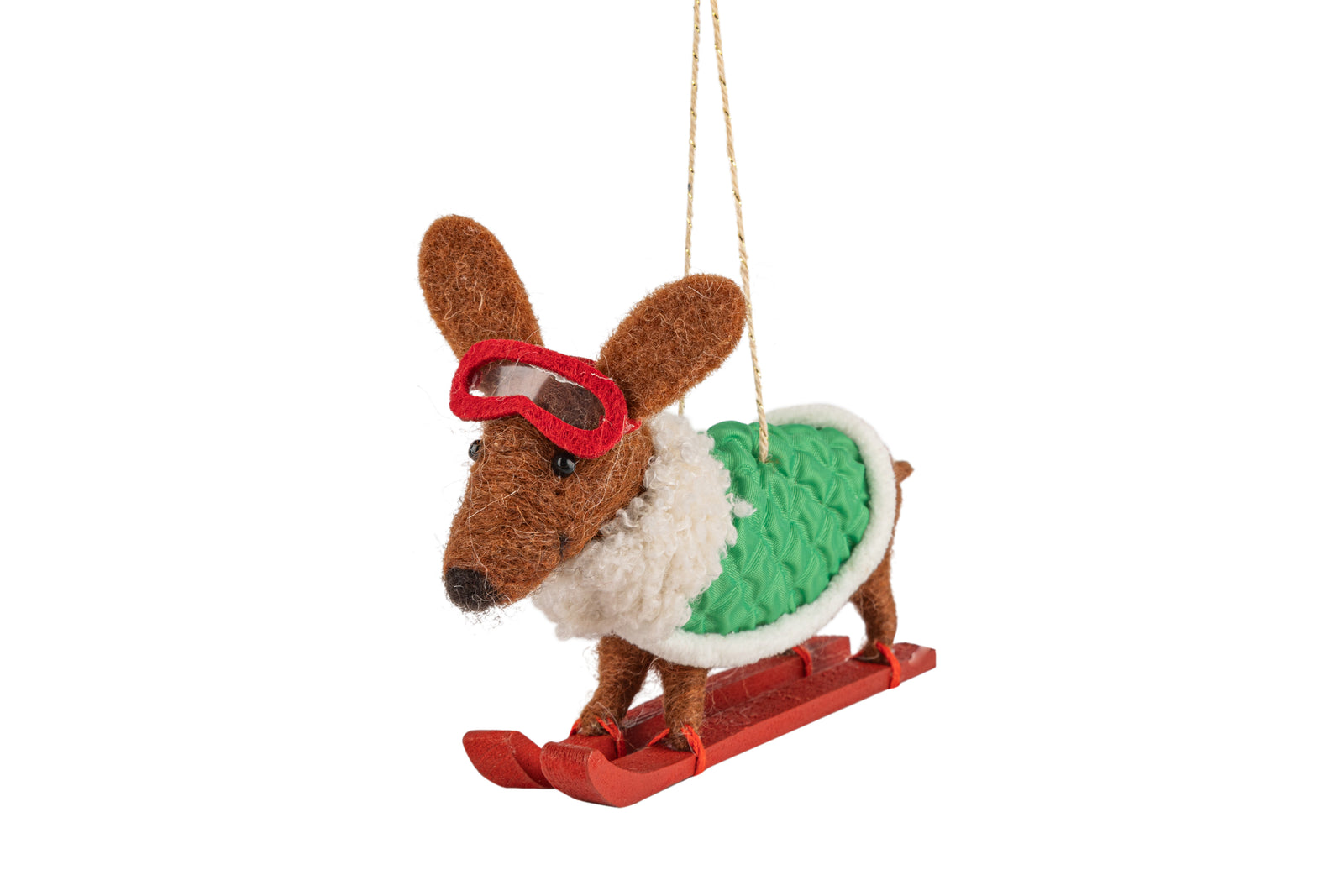 Felt Dachshund On Skis Ornament