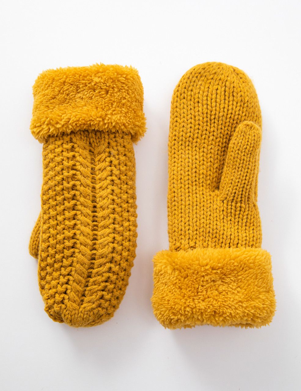 Cable Knit Mittens With Fleece