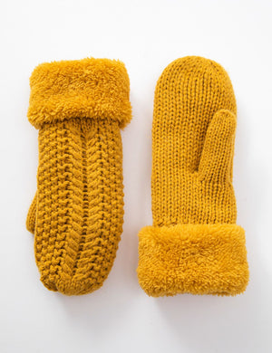 Cable Knit Mittens With Fleece