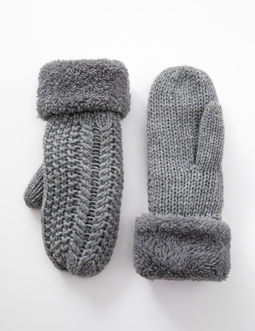 Cable Knit Mittens With Fleece