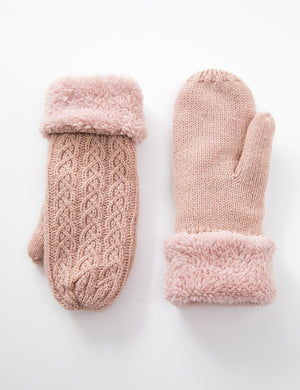 Cable Knit Mittens With Fleece