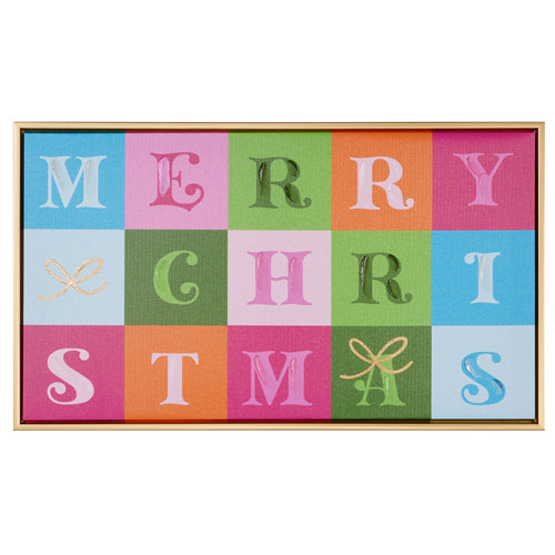 Color Block Merry Christmas Framed Wall Art