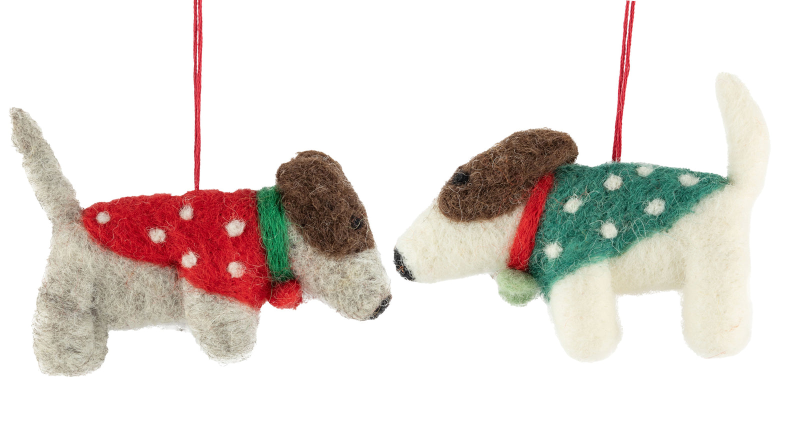 Felt Dog In Polka Dot Sweater Ornament