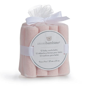 12 Pack Cotton Baby Washcloths - Pink