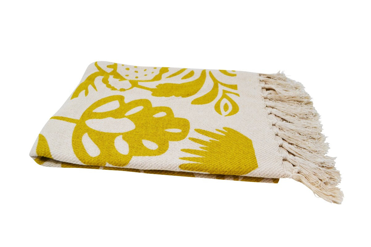 Yellow Floral Throw