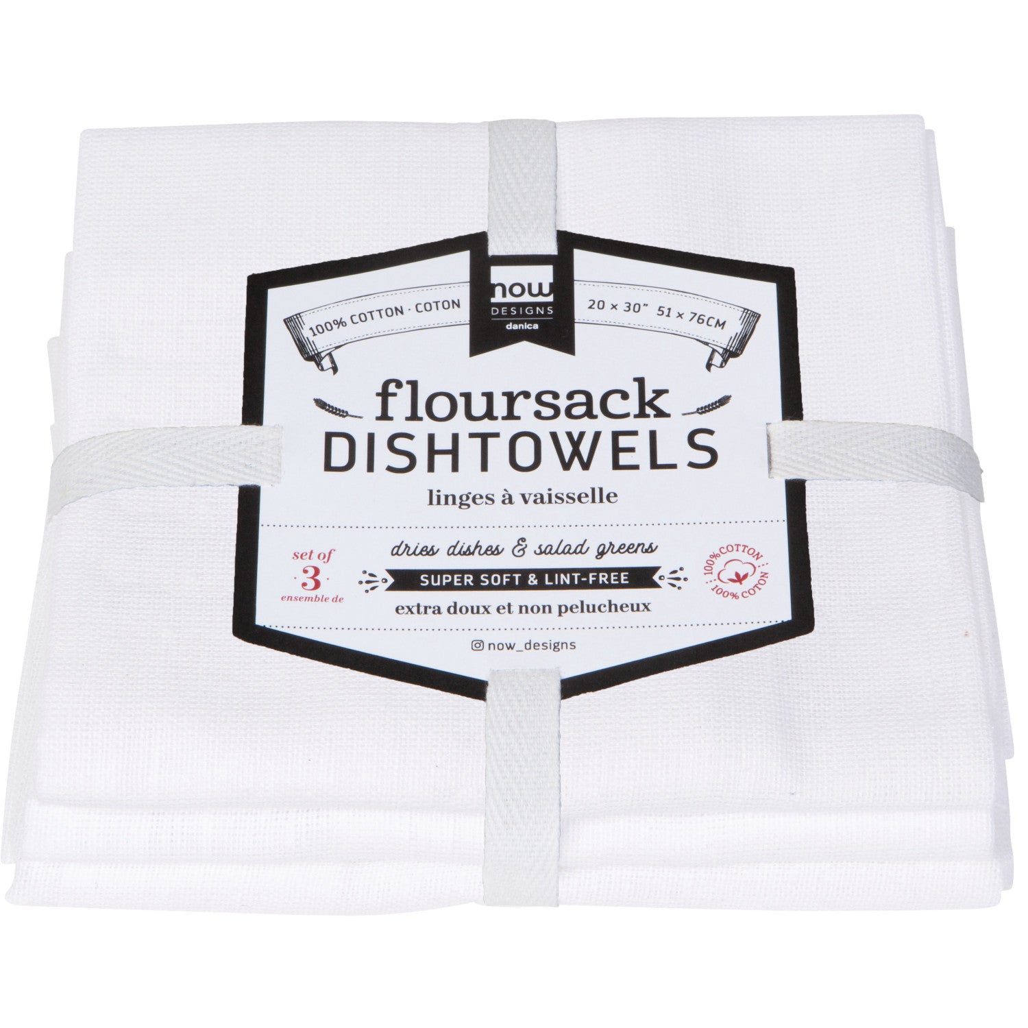 White Floursack Dishtowels - Set of 3