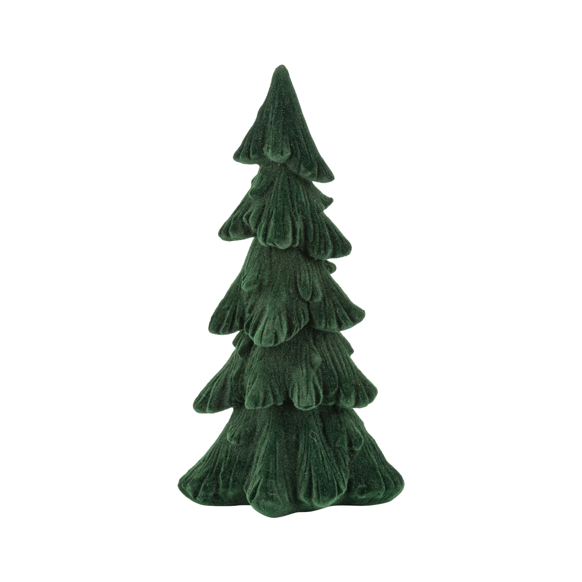 Small Green Flock Resin Christmas Tree