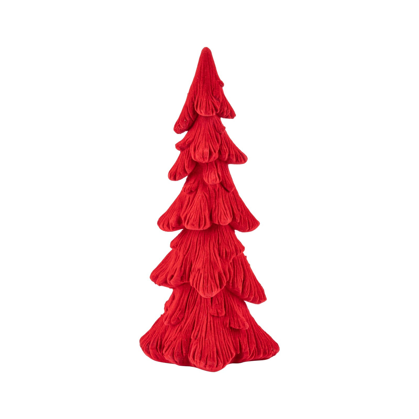 Large Red Flock Resin Christmas Tree
