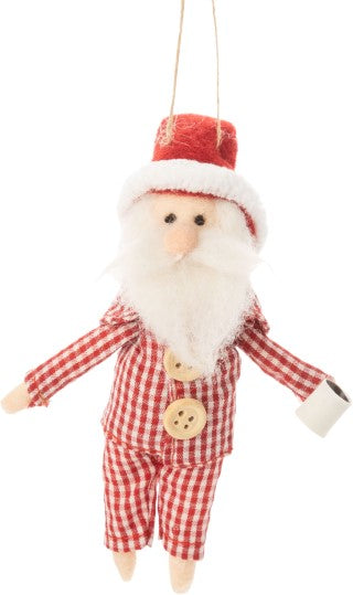 Santa In Pajamas Ornament