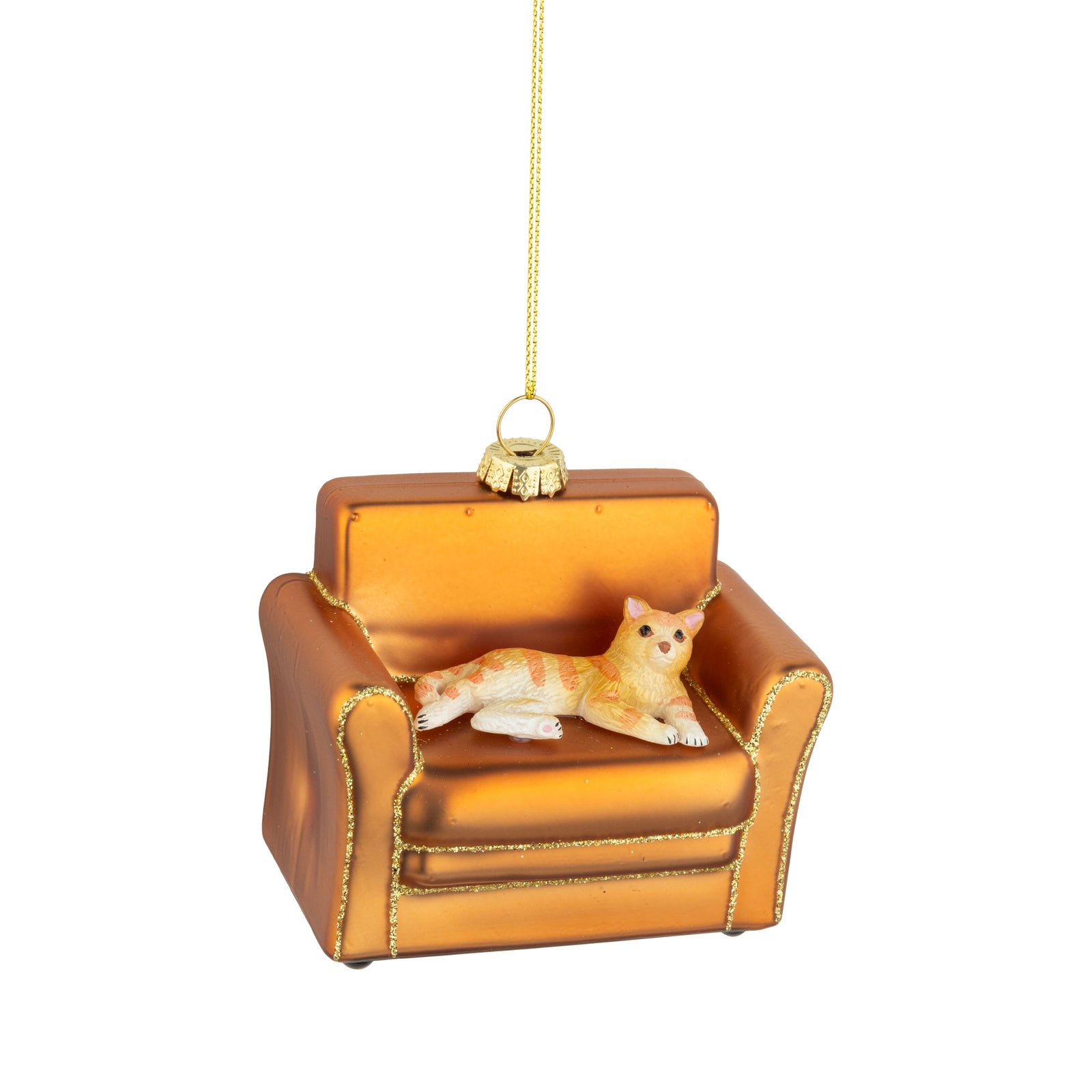 Glass Cat On Sofa Ornament
