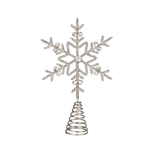 Silver Beaded Snowflake Tree Topper