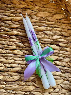 Hand Painted Taper Candles (Set Of Two)