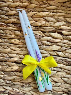 Hand Painted Taper Candles (Set Of Two)