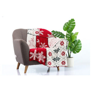 Christmas Patchwork Knitted Cotton Throw