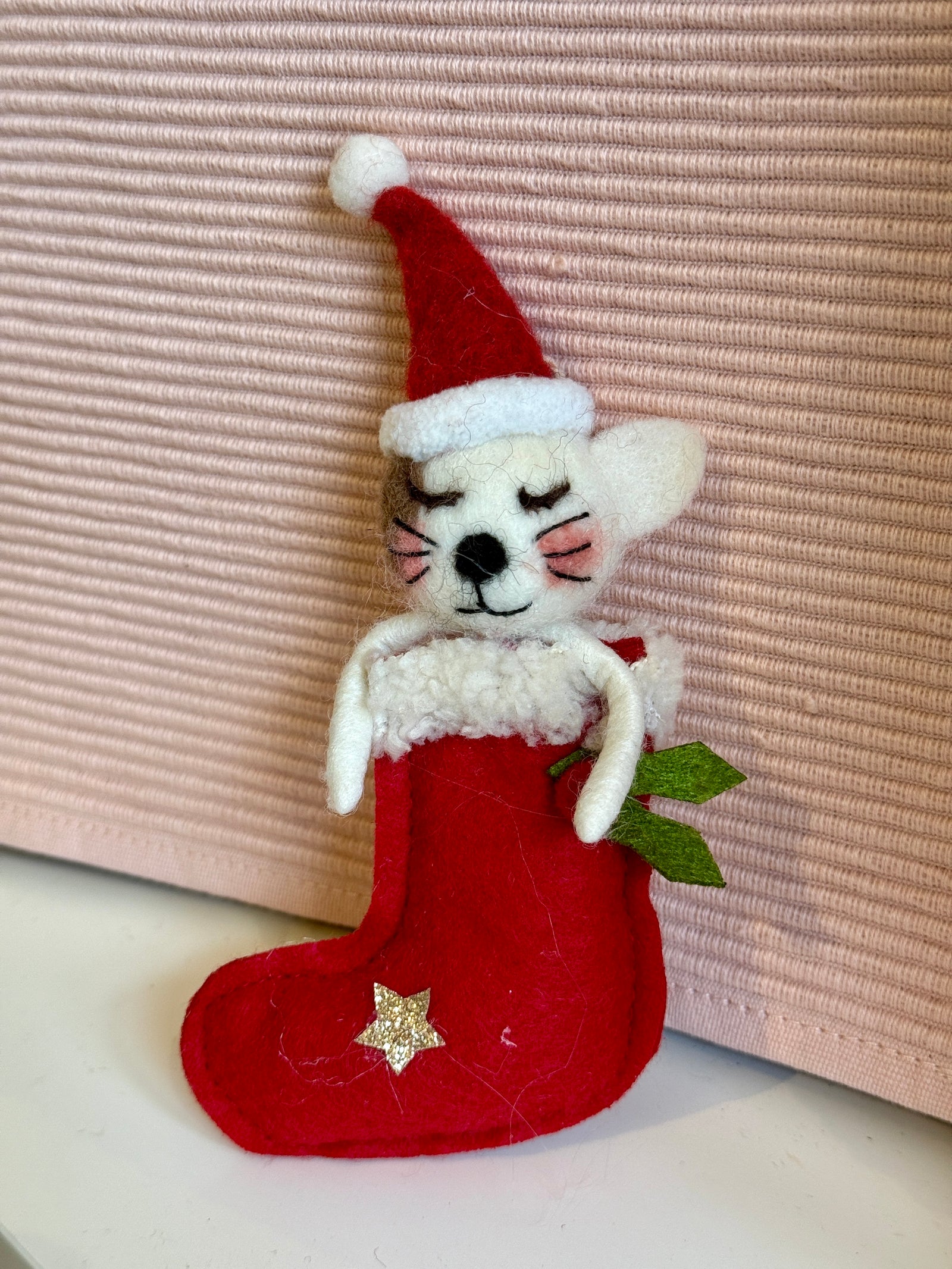 Felt Stocking Dog Ornament