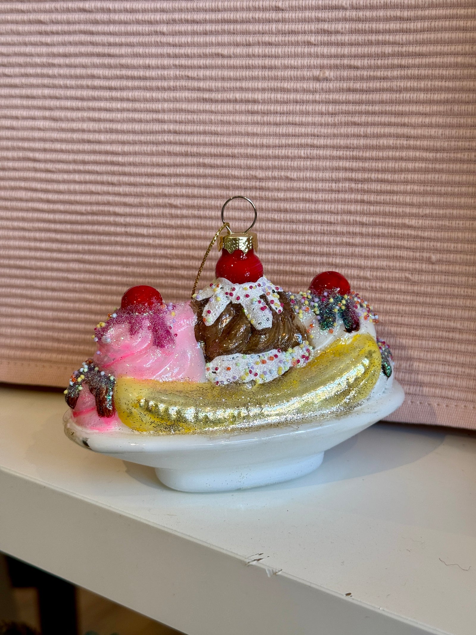 Glass Banana Split Ornament