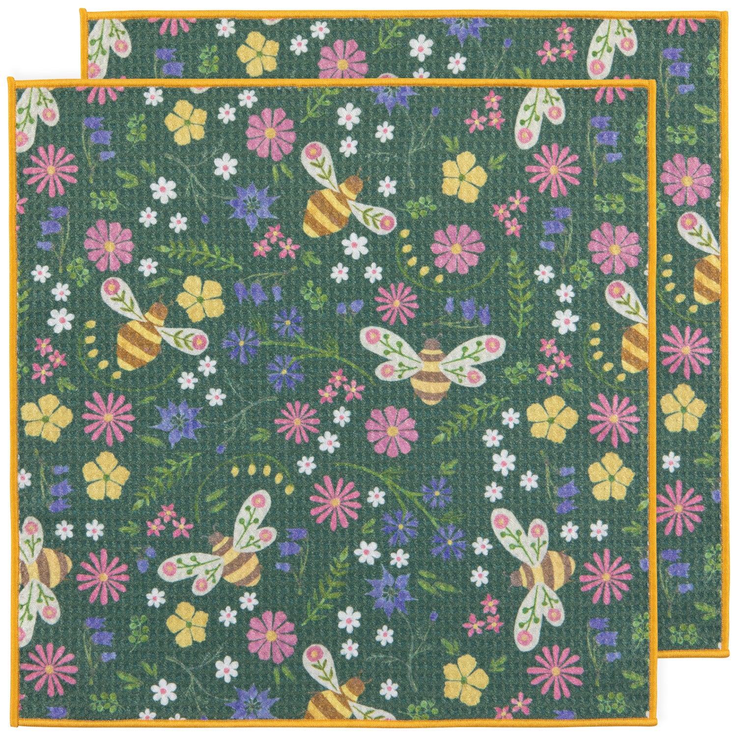 Bee Garden Microfiber Dishcloths - Set of 2