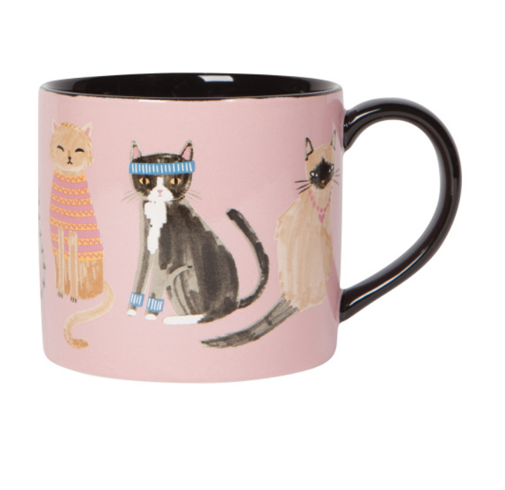 Kent Pottery Cat Coffee Mug & Coaster Sleep Anywhere Even in Clean Underwear-NEW
