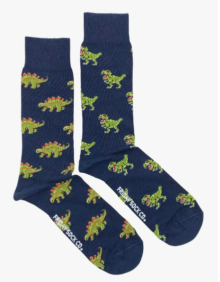 Men’s Green Dinosaur Socks (Mid-Calf)