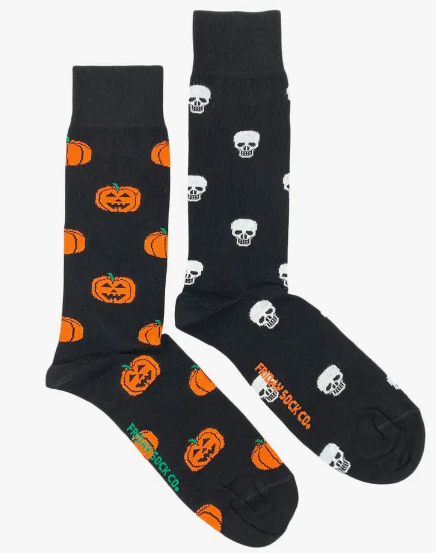 Men’s Pumpkin & Skull Socks (Mid-Calf)