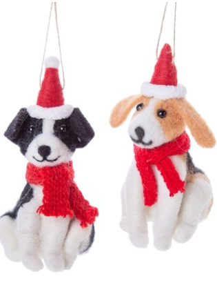 Sitting Santa Dog Ornament