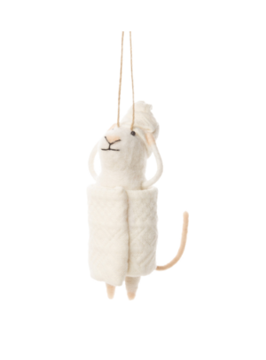 Felt Mouse In Towel Ornament