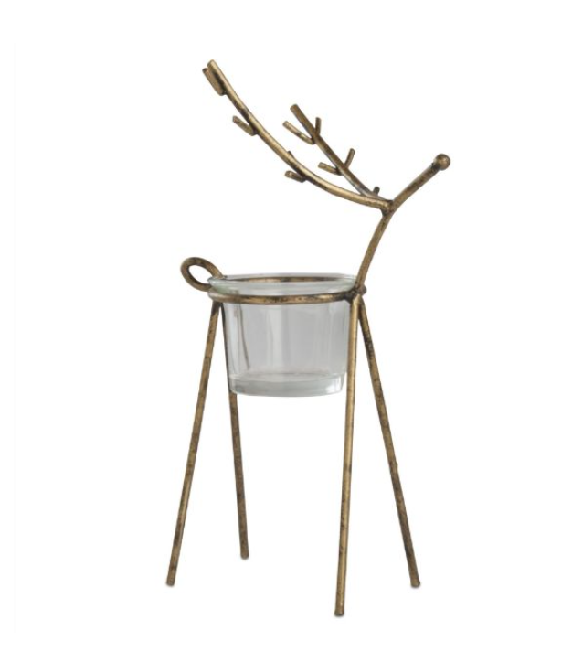 Reindeer Tealight Holder - Antique Gold