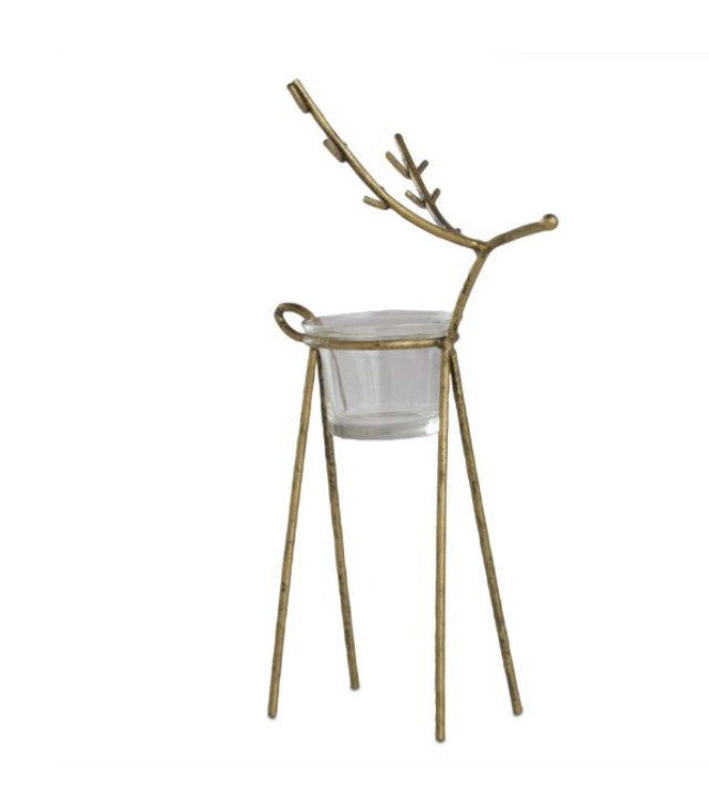 Reindeer Tealight Holder - Antique Gold