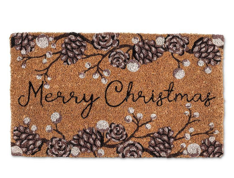 Pinecone Merry Christmas Doormat