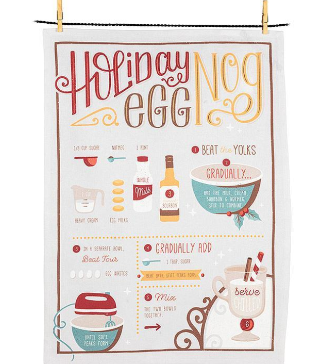 Egg Nog Recipe Tea Towel