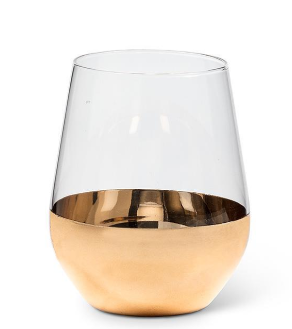 Wide Band Stemless Wine Glass