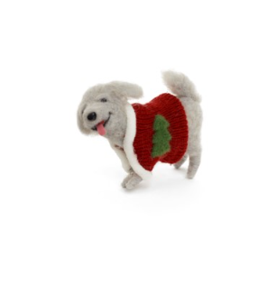 Felt Dog With Coat Ornament