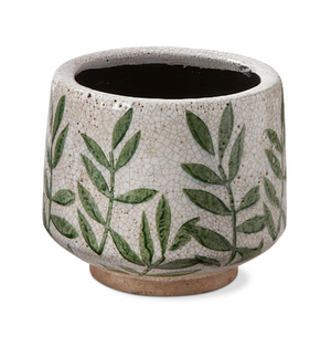 Foliage Footed Planter - Green