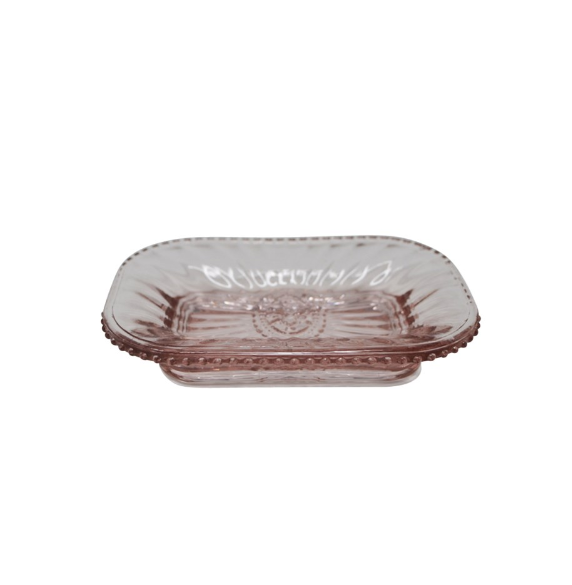 Pink Glass Soap Dish