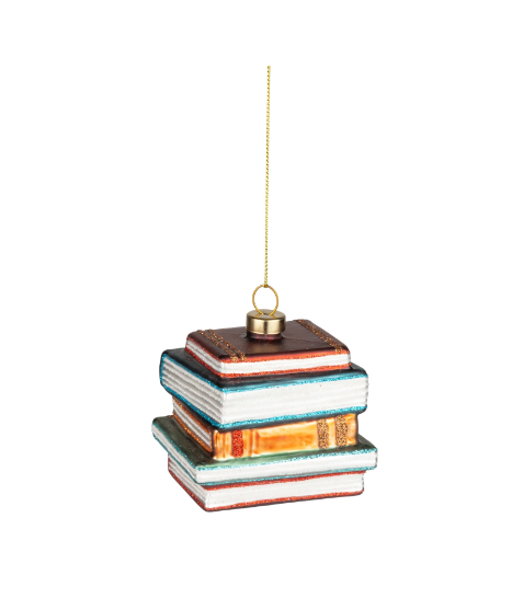 Glass Book Stack Ornament